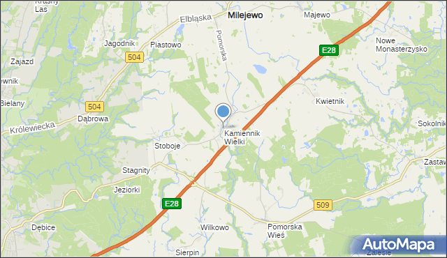 mapa Kamiennik Wielki, Kamiennik Wielki na mapie Targeo